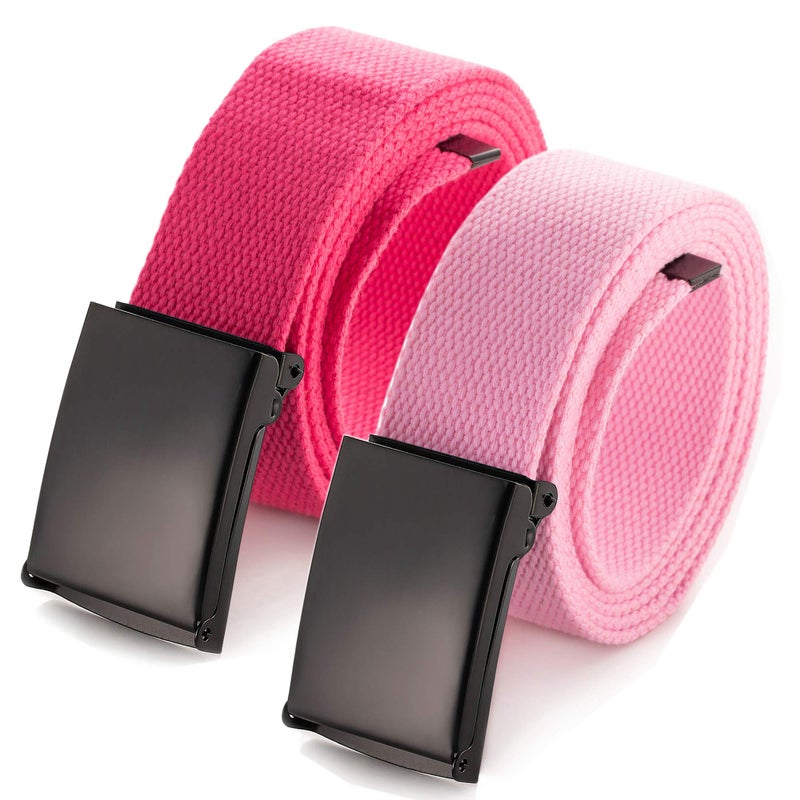 Mile High Life Cut To Fit Canvas Web Belt Size Up to 52" with Flip-Top Solid Black Military Buckle - Image 1